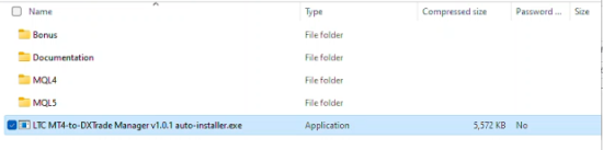 Extracted files from MT4 to DxTrade zip file